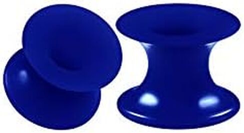 BIG GAUGES Pair of Dark Blue Silicone Double Flared Saddle Piercing Jewelry Stretcher Ear Earring Lobe Flesh Tunnel Plugs in Kuwait