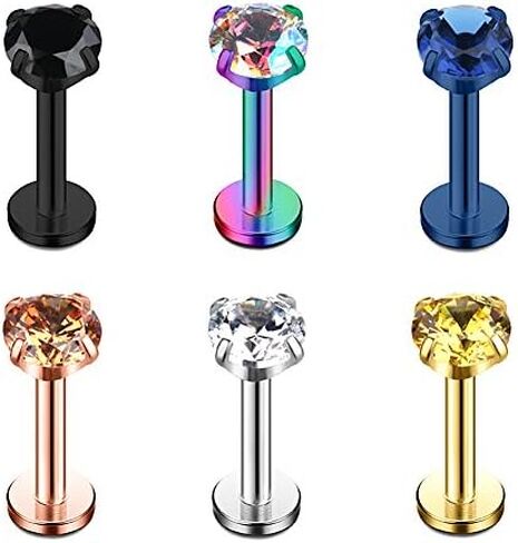Ruifan 16 جرام الفولاذ المقاوم للصدأ Labret مونرو الشفاه الدائري الزنمة مسمار اللولب القرط مسمار خواتم ثقب المجوهرات 6 مللي متر 8 مللي متر 10 مللي متر 6-24 قطعة in Kuwait