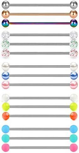 Mayhoop 14G Stainless Steel Industrial Barbell Earring Cartilage Body Piercing Jewelry 38mm 35mm Inch Industrial Piercing Bar for Women Men 20-30PCS in Saudi Arabia