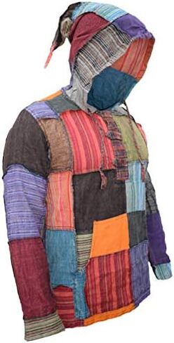 Gheri Mens Pixie Patchwork Long Hood Lightweight Festival Hoodie in Kuwait