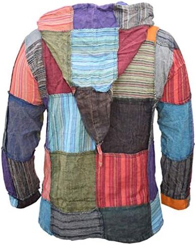 Gheri Mens Pixie Patchwork Long Hood Lightweight Festival Hoodie in Kuwait