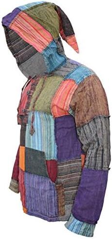 Gheri Mens Pixie Patchwork Long Hood Lightweight Festival Hoodie in Kuwait