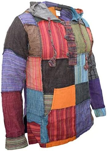 Gheri Mens Pixie Patchwork Long Hood Lightweight Festival Hoodie in Kuwait