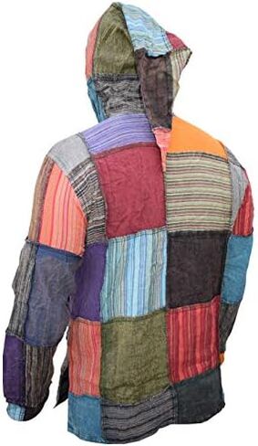 Gheri Mens Pixie Patchwork Long Hood Lightweight Festival Hoodie in Kuwait