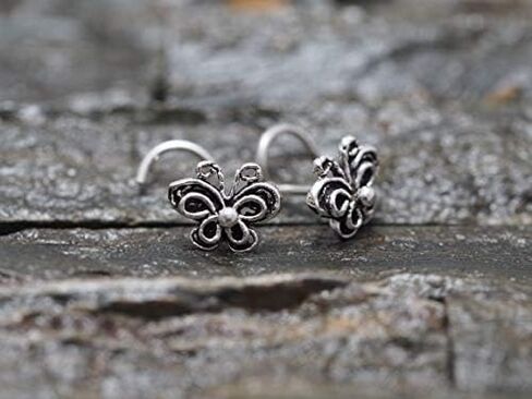 Butterfly Nose Stud, 925 Sterling Silver Nose Screw, Tiny Nose Stud, Nose Jewelry,Nostril Jewelry, Minimalist, Animal Jewelry in Saudi Arabia