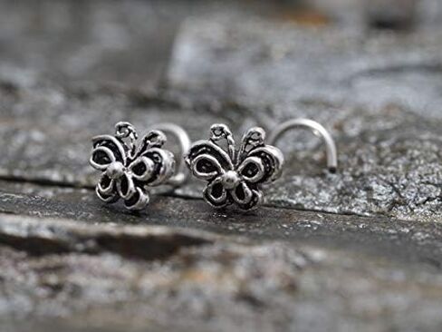 Butterfly Nose Stud, 925 Sterling Silver Nose Screw, Tiny Nose Stud, Nose Jewelry,Nostril Jewelry, Minimalist, Animal Jewelry in Saudi Arabia