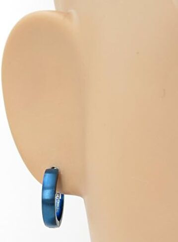 Stainless Steel Curved Face Round Hoop Men Earrings Gold Silver Black 18mm in Kuwait