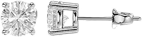 1 to 6 Carat Moissanite Hypoallergenic Round Stud Earrings for Women or Men in 14k Gold Plated 925 Sterling Silver (F, VVS1-VVS2, DEW) Push Back by VVS Gems in Saudi Arabia