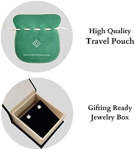 1 to 6 Carat Moissanite Hypoallergenic Round Stud Earrings for Women or Men in 14k Gold Plated 925 Sterling Silver (F, VVS1-VVS2, DEW) Push Back by VVS Gems in Saudi Arabia