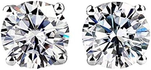 1 to 6 Carat Moissanite Hypoallergenic Round Stud Earrings for Women or Men in 14k Gold Plated 925 Sterling Silver (F, VVS1-VVS2, DEW) Push Back by VVS Gems in Saudi Arabia