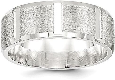 Solid 925 Sterling Silver 8mm Men's Matte Brushed Finish Unique Wedding Band Ring in Saudi Arabia