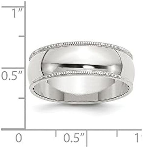 Solid 925 Sterling Silver 7mm Plain Classic Dome Milgrain Wedding Band Ring in Saudi Arabia