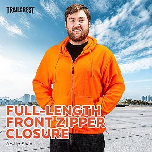 TrailCrest by Treel Chambliss Full Zip Safety Blaze Orange Sweatshirt Hoodie in Kuwait