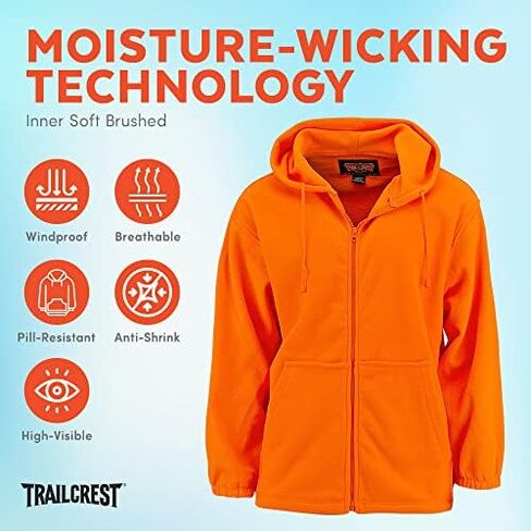 TrailCrest by Treel Chambliss Full Zip Safety Blaze Orange Sweatshirt Hoodie in Kuwait