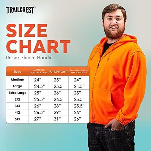 TrailCrest by Treel Chambliss Full Zip Safety Blaze Orange Sweatshirt Hoodie in Kuwait