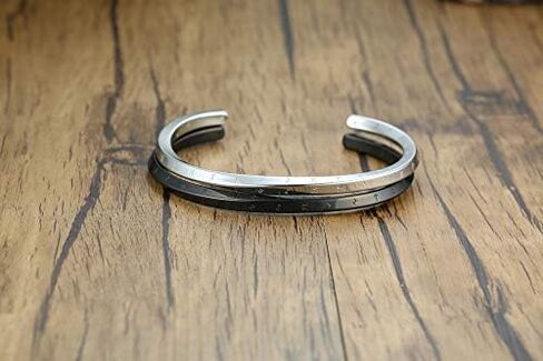 Hisatan 4mm Nordic Elder Futhark Runes Viking Cuff Bracelet,Stainless Steel Twisted Mobius C Shape Bangle,Norse Scandinavian Amulet Talisman Bracelet in Saudi Arabia