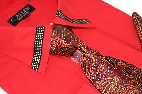 Men’s Regular Fit French Cuffs Metal Fabrication Dress Shirts with Tie Hanky Cufflinks Combo in Kuwait