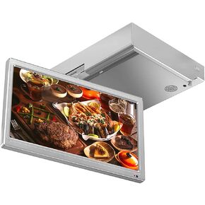 KUVASION 15.6 Inches 1080p Flip Down Kitchen TV, Under Cabinet Kitchen TV, FHD Screen, Glossy Silver Grey, Built-in ATSC+NTSC Tuner, HDMIx2, USB in Saudi Arabia