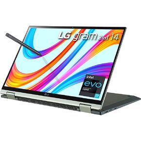 LG gram (2022) 14T90Q كمبيوتر لوحي 2 في 1، شاشة 14 بوصة (1920 × 1200) IPS، معالج Intel Evo الجيل الثاني عشر i7 1260P، 16 جيجابايت LPDDR5، 1 تيرابايت NVMe SSD، كاميرا ويب FHD، WiFi 6E، Thunderbolt 4، Windows 11 ، أسود in Saudi Arabia