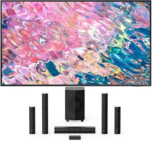 تلفزيون سامسونج QN65Q60BAFXZA 65 بوصة QLED Quantum HDR 4K الذكي مع مكبرات صوت Enclave EA-1000-THX-US CineHome Pro CineHub Edition 5.1Ch (2022) in Saudi Arabia