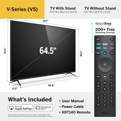 VIZIO 65 Inch 4K Smart TV, V-Series UHD LED HDR Television with Apple AirPlay and Chromecast Built-in in Saudi Arabia
