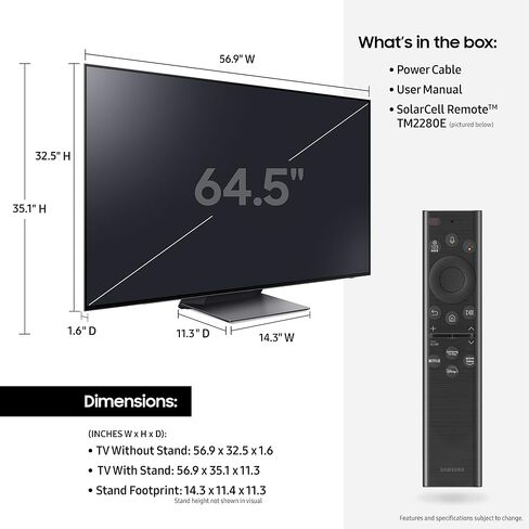 SAMSUNG 65-Inch Class OLED 4K S95B Series Quantum HDR, Dolby Atmos, Object Tracking Sound, Laser Slim Design, Smart TV with Alexa Built-In (QN65S95BAFXZA, 2022 Model) in Saudi Arabia