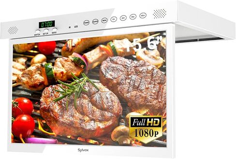 SYLVOX 15.6 inch Smart TV for Kitchen, 1080P RV TV Under Cabinet TV, Smart Android TV Rotated & Folded, Support Google Assistant WiFi Bluetooth, Small TV for Kitchen, Bedroom, RV Camper, Mahogany in Kuwait