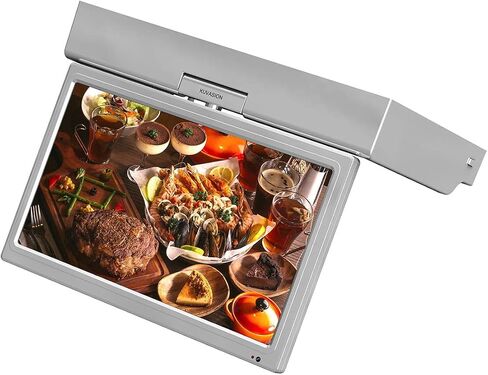 KUVASION 15.6 Inches 1080p Flip Down Kitchen TV, Under Cabinet Kitchen TV, FHD Screen, Glossy Silver Grey, Built-in ATSC+NTSC Tuner, HDMIx2, USB in Saudi Arabia