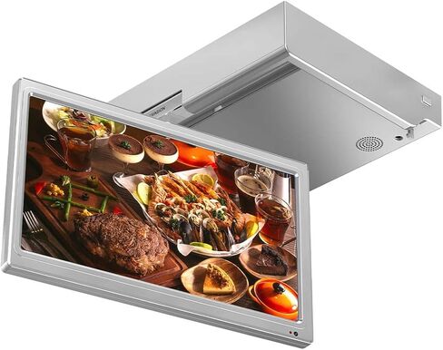 KUVASION 15.6 Inches 1080p Flip Down Kitchen TV, Under Cabinet Kitchen TV, FHD Screen, Glossy Silver Grey, Built-in ATSC+NTSC Tuner, HDMIx2, USB in Saudi Arabia
