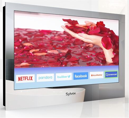 تلفزيون SYLVOX 24 بوصة مقاوم للماء، عالي الدقة بالكامل، تلفزيون الحمام بمرآة سحرية، مناسب للحمامات والفنادق والساونا in Saudi Arabia