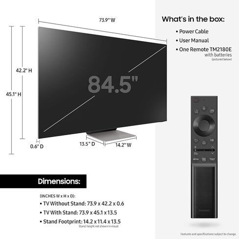 SAMSUNG 85-Inch Class Neo QLED 8K QN900A Series - 8K UHD Quantum HDR 64x Smart TV with Alexa Built-in (QN85QN900AFXZA, 2021 Model) (Renewed) in Saudi Arabia