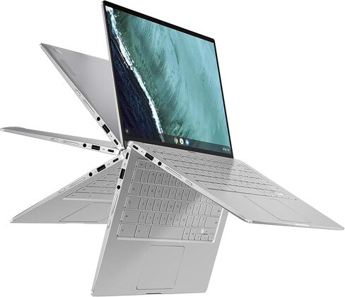 اسس لابتوب كروم بوك فليب C434 2 في 1 بشاشة لمس نانو ايدج 14 انش FHD رباعية الاتجاهات ومعالج انتل كور M3-8100Y وذاكرة RAM 8GB وذاكرة eMMC 64GB وكيبورد باضاءة خلفية ونظام تشغيل كروم C434TA-DS384T فضي in Saudi Arabia