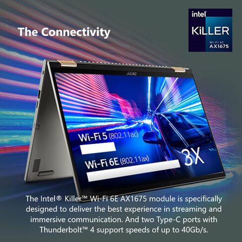 Acer Spin 5 Intel Evo Convertible Laptop | 14" 2560 x 1600 IPS Touch (425nit & 100% sRGB) | Intel Core i7-1260P | 16GB LPDDR5 | 1TB SSD | Killer WiFi 6E | Active Stylus | Windows 11 | SP514-51N-70LZ in Saudi Arabia