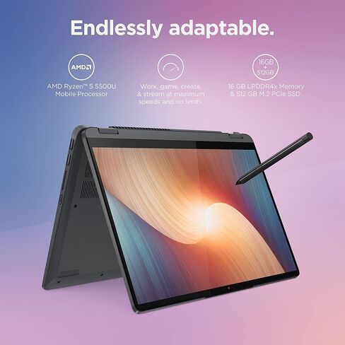 Lenovo IdeaPad Flex 5-2023 - Touchscreen 2-in-1 Laptop - Windows 11 Home - 14" FHD Display - 16GB Memory - 256GB Storage - AMD Ryzen 5 5500U - Abyss Blue in Saudi Arabia