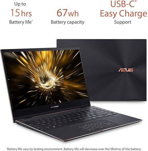 كمبيوتر محمول ASUS ZenBook Flip S13 OLED فائق النحافة، شاشة 13.3 4K Touch، وحدة المعالجة المركزية Intel Evo Platform Core i7-1165G7، ذاكرة الوصول العشوائي 16 جيجابايت، 1 تيرابايت SSD، Thunderbolt4، TPM، Windows10Pro، إلغاء الضوضاء AI، Jade Black، UX371EA- in Kuwait