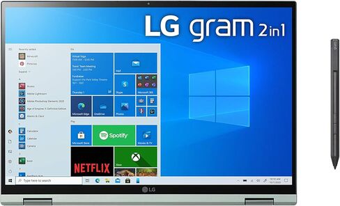 LG gram (2022) 14T90Q كمبيوتر لوحي 2 في 1، شاشة 14 بوصة (1920 × 1200) IPS، معالج Intel Evo الجيل الثاني عشر i7 1260P، 16 جيجابايت LPDDR5، 1 تيرابايت NVMe SSD، كاميرا ويب FHD، WiFi 6E، Thunderbolt 4، Windows 11 ، أسود in Saudi Arabia