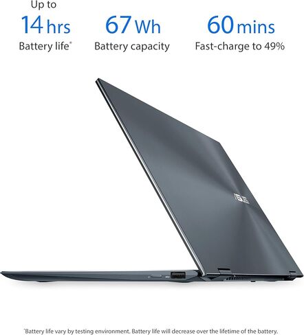 اسس لابتوب زين بوك فليب 13 UX363EA OLED005W، شاشة لمس i5 1135G7 8GB 512GB SSD، ويندوز 11 هوم، شاشة 13.3 انش FHD 1920X1080 16:9 OLED وكاميرا ويب HD، كيبورد انجليزي عربي باضاءة خلفية، رمادي in Kuwait