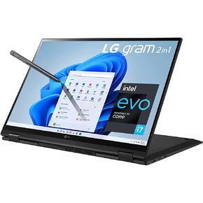 كمبيوتر محمول LG gram 16 بوصة 2 في 1 خفيف الوزن للغاية، QHD IPS (2560 × 1600) شاشة لمس 16:10، عمر بطارية 21 ساعة، Intel Evo Core i7-1165G7، Wi-Fi6، Thunderbolt4، قلم ستايلس، ويندوز 11 ( ذاكرة الوصول العشوائي (RAM) سعة 16 جيجابايت | محرك أقراص PCIe SSD سعة in Kuwait