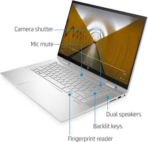 HP Envy x360 كمبيوتر محمول للأعمال 2 في 1، شاشة لمس 15.6 بوصة عالية الدقة 400 شمعة في المتر المربع، معالج Intel Core i7-1195G7، ذاكرة الوصول العشوائي 64 جيجابايت، 2 تيرابايت SSD، لوحة مفاتيح بإضاءة خلفية، Wi-Fi 6، HDMI، Windows 11 Pro، قلم ستايلس متضمن in Kuwait