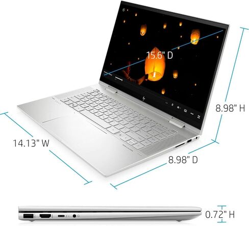 HP Envy x360 كمبيوتر محمول للأعمال 2 في 1، شاشة لمس 15.6 بوصة عالية الدقة 400 شمعة في المتر المربع، معالج Intel Core i7-1195G7، ذاكرة الوصول العشوائي 64 جيجابايت، 2 تيرابايت SSD، لوحة مفاتيح بإضاءة خلفية، Wi-Fi 6، HDMI، Windows 11 Pro، قلم ستايلس متضمن in Kuwait