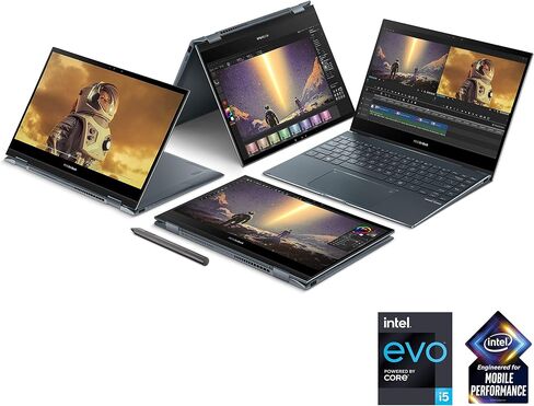 ASUS ZenBook Flip 13 OLED Ultra Slim Convertible Laptop, 13.3" Touch Display, Intel Evo Platform Core i5-1135G7, 8GB RAM, 512GB SSD, Windows 11 Home, AI Noise-Cancellation, Pine Grey, UX363EA-DH52T in Saudi Arabia