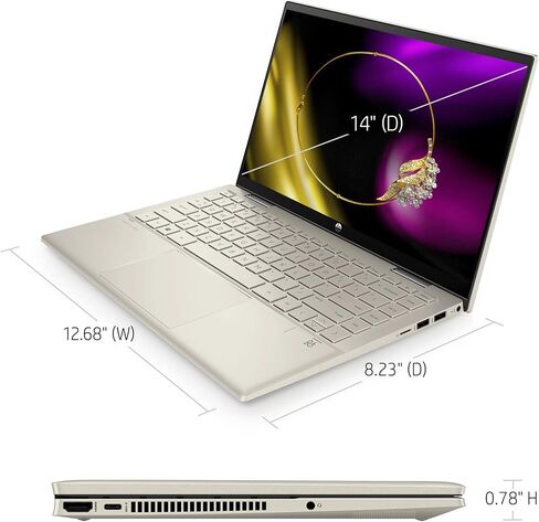 HP Pavilion x360 2-in-1 Touchscreen Laptop, 14" FHD IPS Touch, Intel 4-Core i5-1155G7, Intel Iris Xe Graphics, Backlit KB, Alexa, Fingerprint, 16GB RAM, 512GB SSD, Bundle Stylus Pen, Win11 Home, Gold in Saudi Arabia