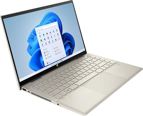HP Pavilion x360 2-in-1 Touchscreen Laptop, 14" FHD IPS Touch, Intel 4-Core i5-1155G7, Intel Iris Xe Graphics, Backlit KB, Alexa, Fingerprint, 16GB RAM, 512GB SSD, Bundle Stylus Pen, Win11 Home, Gold in Saudi Arabia