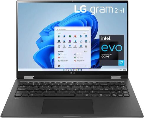 كمبيوتر محمول LG gram 16 بوصة 2 في 1 خفيف الوزن للغاية، QHD IPS (2560 × 1600) شاشة لمس 16:10، عمر بطارية 21 ساعة، Intel Evo Core i7-1165G7، Wi-Fi6، Thunderbolt4، قلم ستايلس، ويندوز 11 ( ذاكرة الوصول العشوائي (RAM) سعة 16 جيجابايت | محرك أقراص PCIe SSD سعة in Kuwait