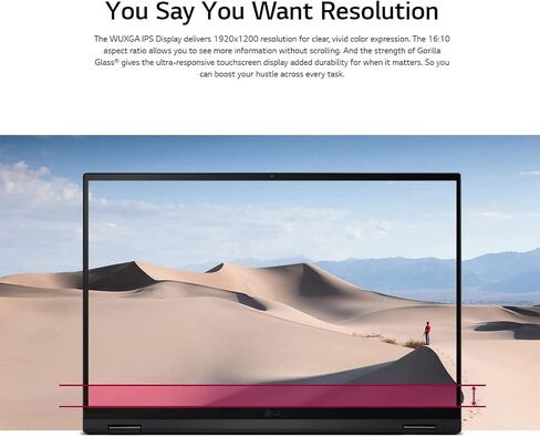 كمبيوتر محمول LG gram 16 بوصة 2 في 1 خفيف الوزن للغاية، QHD IPS (2560 × 1600) شاشة لمس 16:10، عمر بطارية 21 ساعة، Intel Evo Core i7-1165G7، Wi-Fi6، Thunderbolt4، قلم ستايلس، ويندوز 11 ( ذاكرة الوصول العشوائي (RAM) سعة 16 جيجابايت | محرك أقراص PCIe SSD سعة in Kuwait
