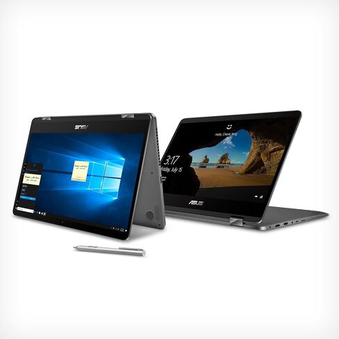 ASUS ZenBook Flip 14 UX461UA-DS51T كمبيوتر محمول قابل للتحويل فائق النحافة شاشة عرض عريضة 14 بوصة FHD الجيل الثامن من معالج Intel Core i5، 8 جيجابايت، 256 جيجابايت SATA SSD، Windows 10، لوحة مفاتيح بإضاءة خلفية، بصمة الإصبع، قلم ستايلس in Saudi Arabia