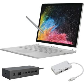 حزمة الكمبيوتر المحمول Microsoft Surface Book 2 مقاس 15 بوصة وسعة 1 تيرابايت i7 2 في 1 (ذاكرة وصول عشوائي سعة 16 جيجابايت وشاشة لمس قابلة للفصل ونظام التشغيل Windows 10 Pro) 2017 in Saudi Arabia