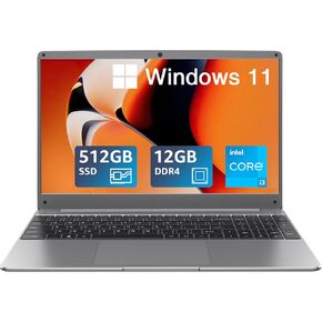 BiTECOOL 15.6-inch Windows 11 Laptop, Intel Core i3-5005U and 12GB RAM, 512GB SSD, FHD IPS Display Laptop Computer with 2.4G/5G Dual Band WiFi, Bluetooth 5.0, RJ45, Type C, Webcam, Long Battery Life in Kuwait