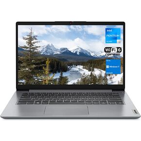 Lenovo Ideapad 1i 14 Laptop, 14" HD Screen, Intel Pentium Silver N5030, 4GB RAM, 128GB eMMC, Webcam, HDMI, SD Card Reader, Wi-Fi 6, Windows 11 Home, One Year of Microsoft Office 365, Cloud Grey