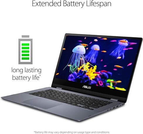 Asus Vivobook Flip 14 Thin & Light 2-in-1 Touch Laptop, 14" FHD Intel Core i7-8565U Processor, 8GB RAM, 512GB PCIe Nvme SSD, Windows 10 Home, Fingerprint Reader, TP412FA-DB72T, Star Grey in Saudi Arabia